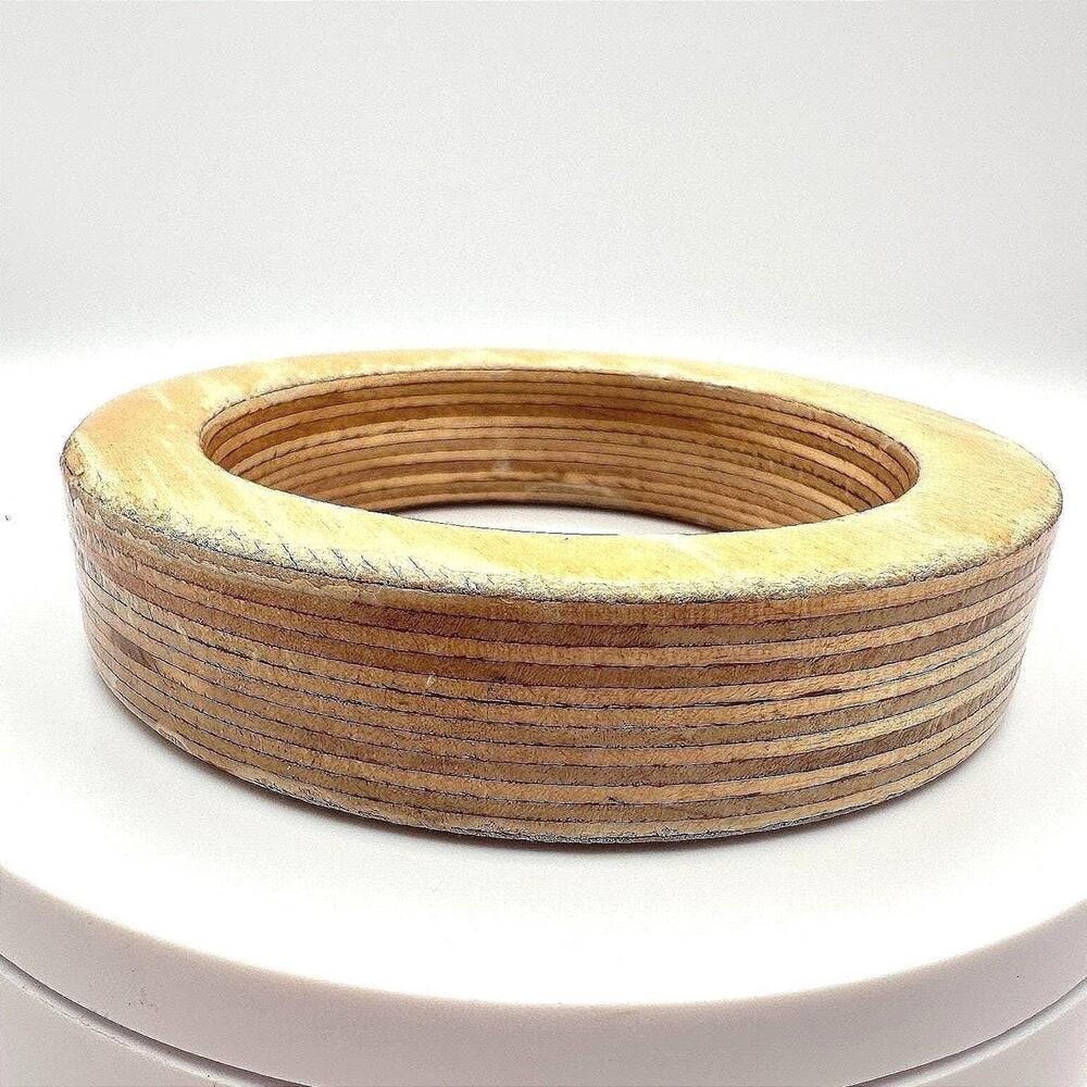 Vintage 70s Laminated Wood Bangle Bracelet Natural Tone Organic Boho Jewelry